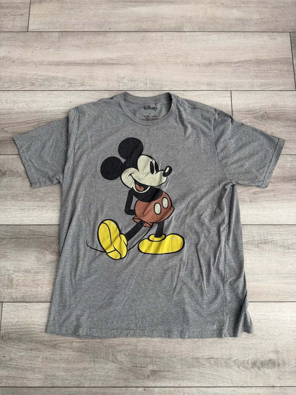 Disney Mickey Mouse Graphic T-Shirt Vintage Leg Kicked Character Gray Men's 2XL